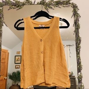 Yellow Sweater Tank Top with Buttons